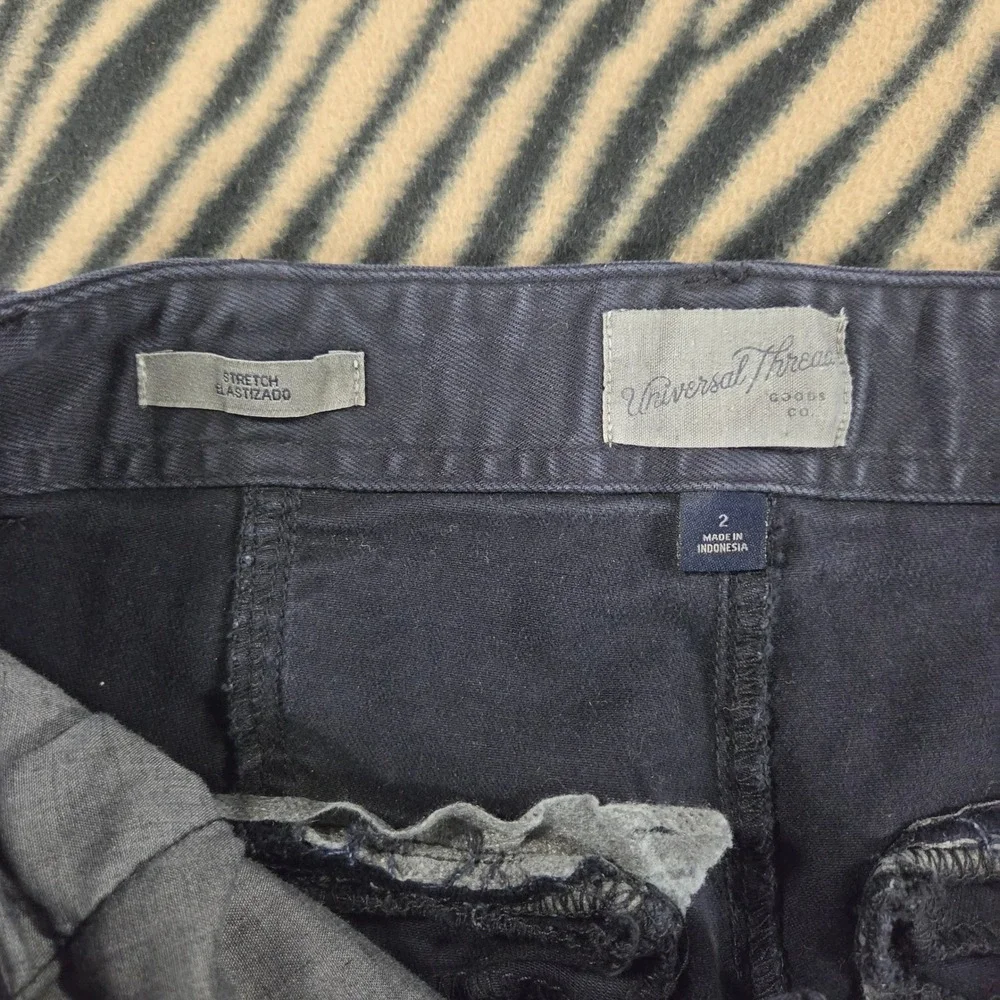 Universal Thread Charcoal Grey Wide Leg Stitched Seam Utility Pants sz 2 Hi Rise